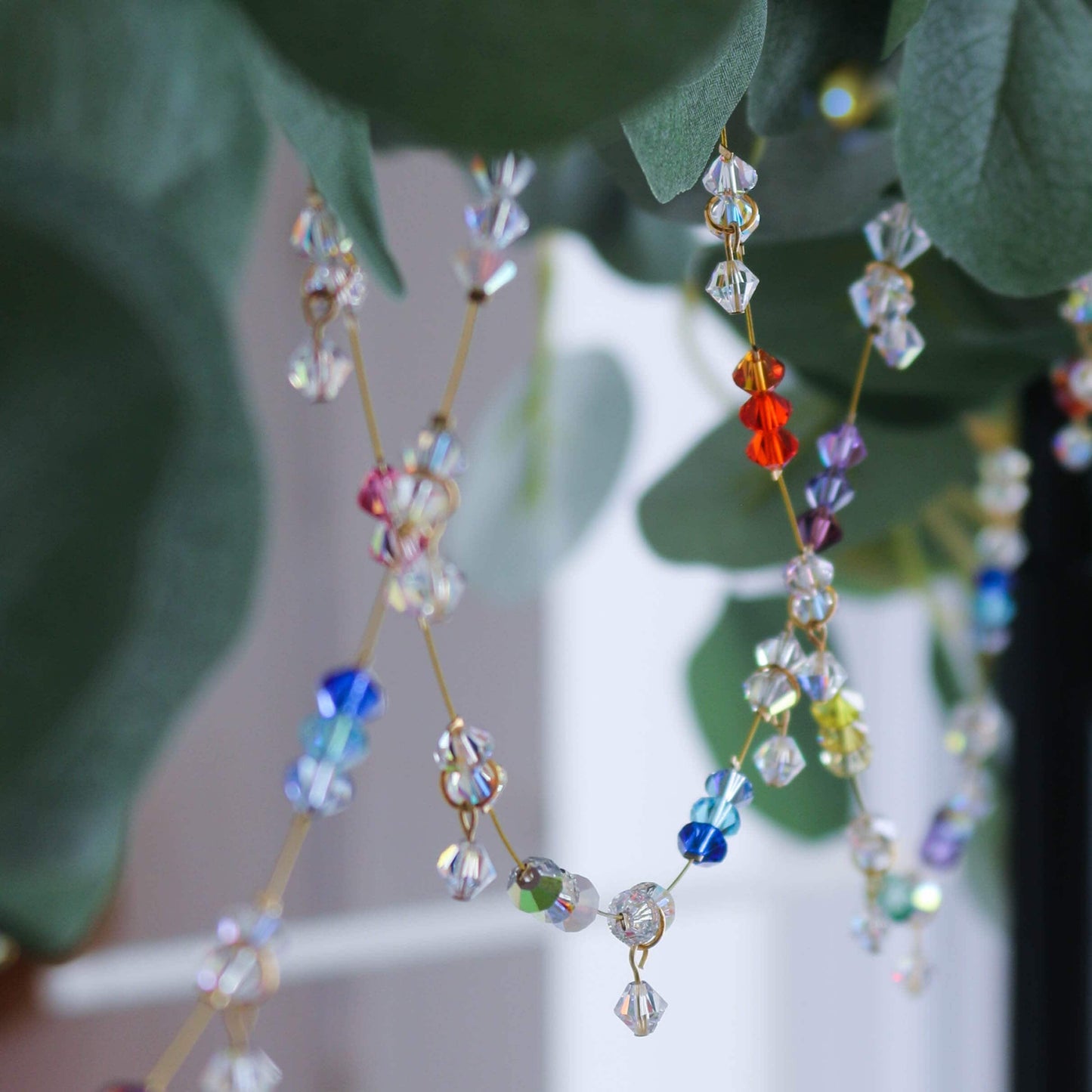 Crystal Rainbow garland - Handmade beaded decoration