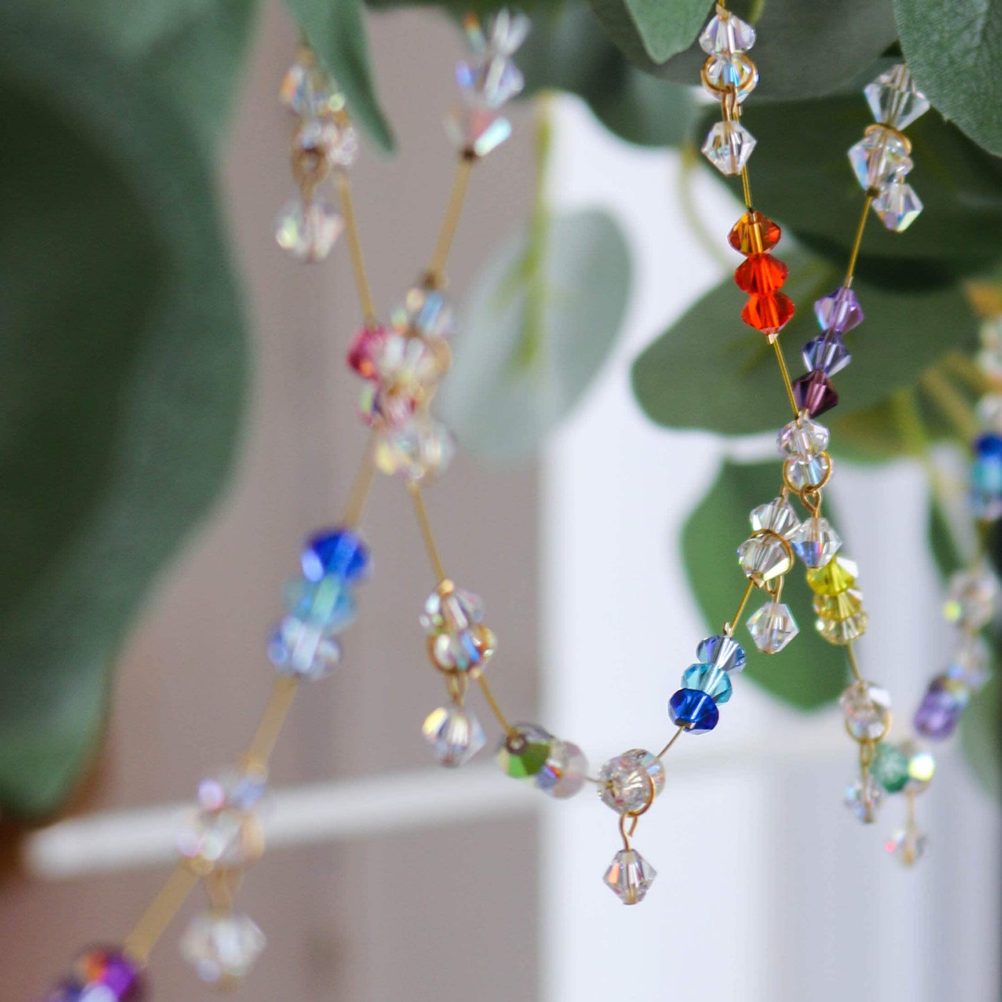 Crystal Rainbow garland - Handmade beaded decoration
