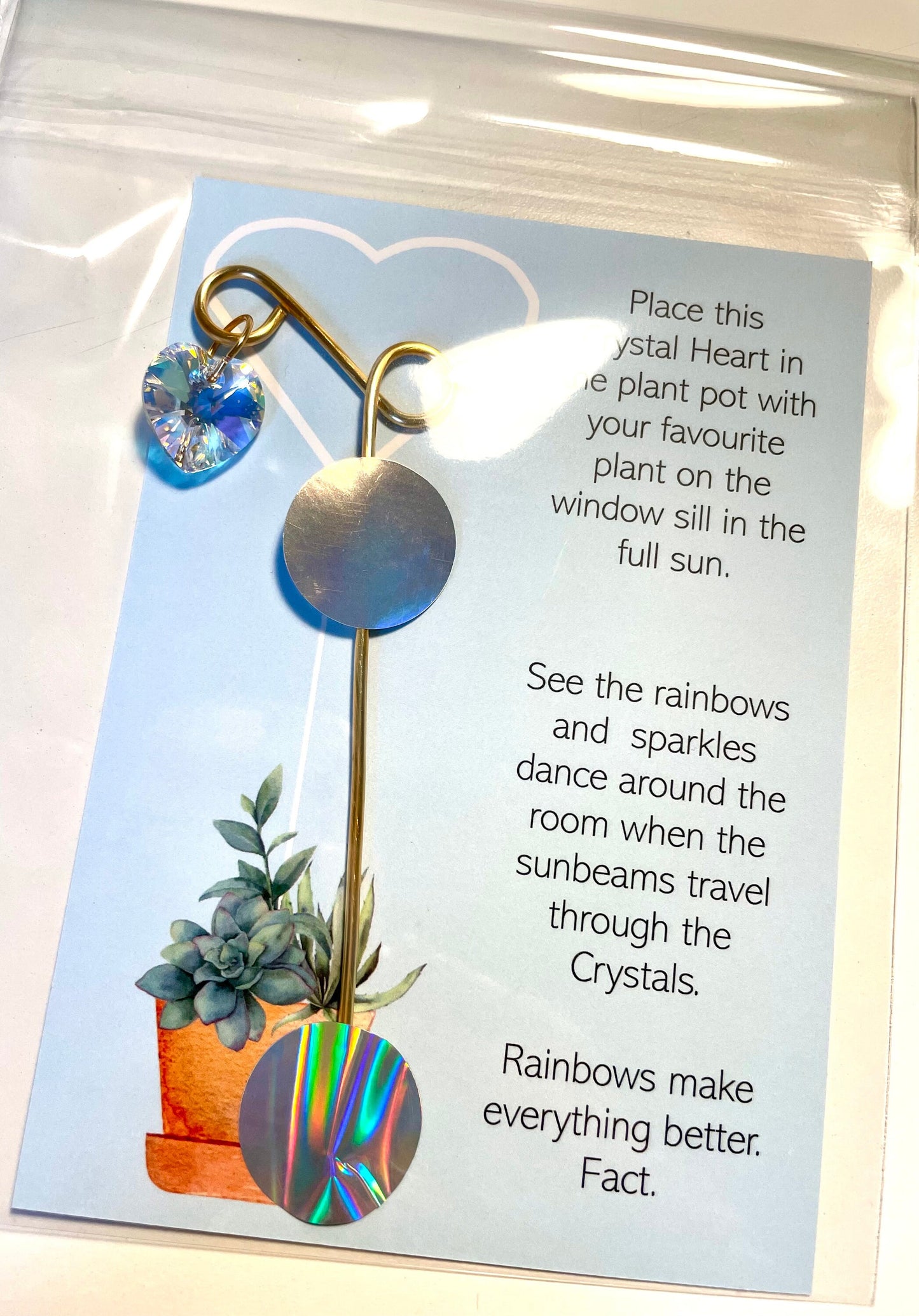 Handcrafted Crystal Heart Plant Marker - Sprinkle Magic on Your Windowsill