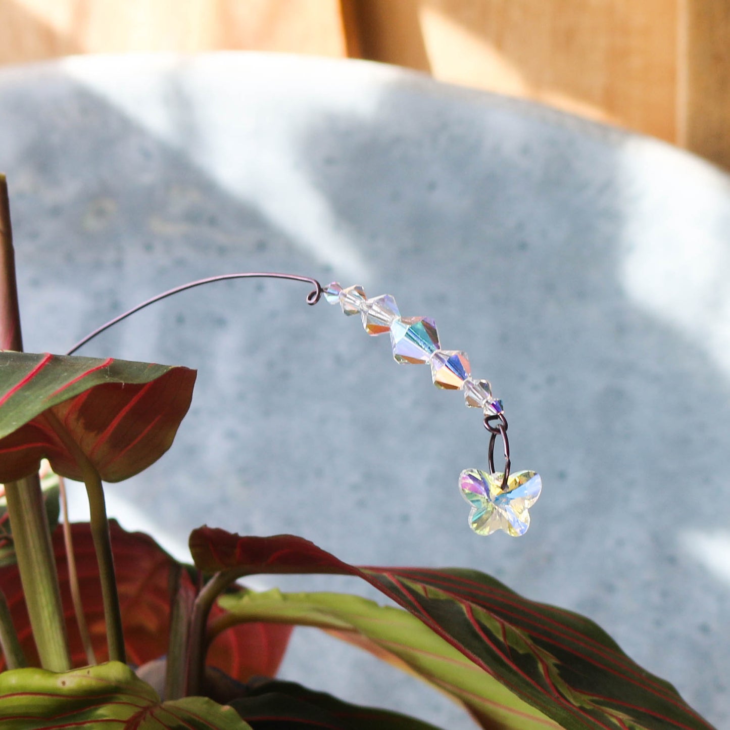 Handcrafted Crystal Butterfly Plant Marker - Sprinkle Joy and Rainbows on Your Green Oasis